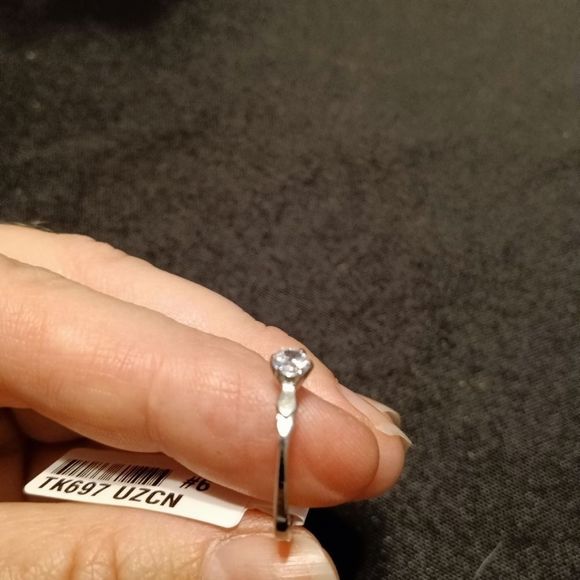 Classic Minimalist Silver Diamond Solitaire - Picture 8 of 9